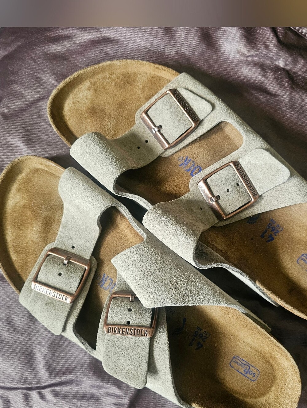 Birkenstock Arizona Suede Leather Soft Footbed Sandals - TAUPE COLOR - L10, M8